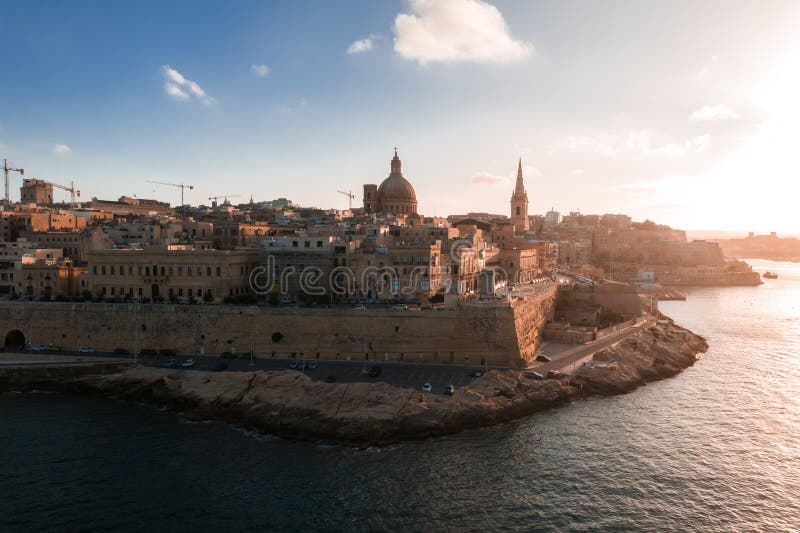 Panoramic view of the Grand Harbour from Upper Barrakka Gardens