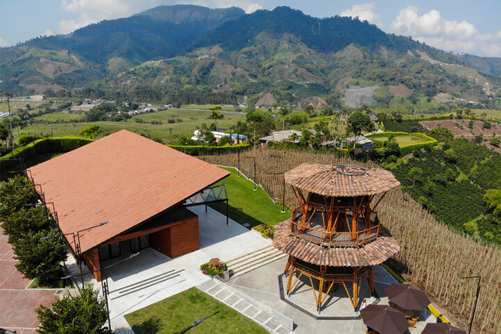 Coffee beans drying at a finca near Medellín
