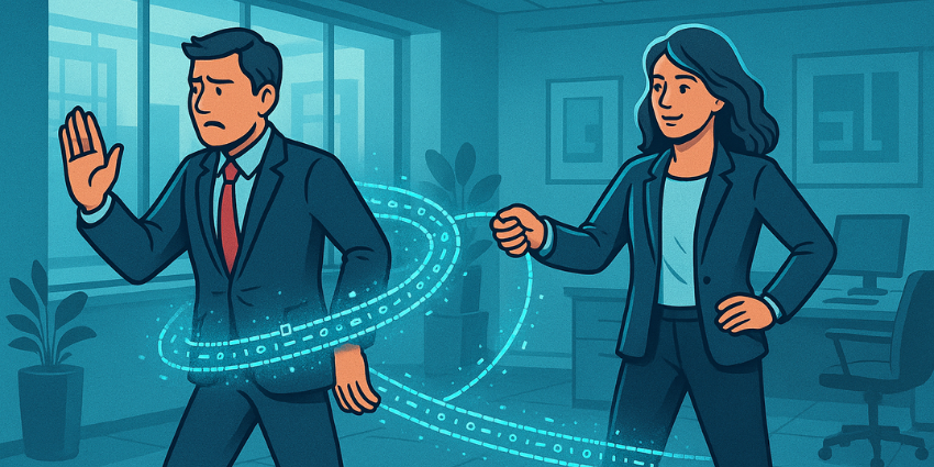 A customer support agent interacting with a customer.