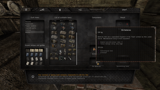The complexity of Anomaly's crafting system is evident in this screenshot, emphasizing the need for specific components and detailed knowledge.