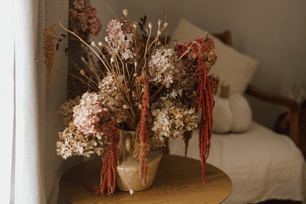 Autumn flowers and candles
