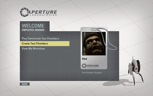 A player uses repulsion gel to launch a cube across a large chasm, showcasing advanced gameplay.