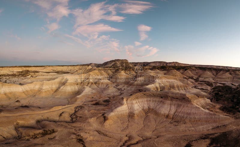 Panoramic shot of Valle de la Luna at sunset