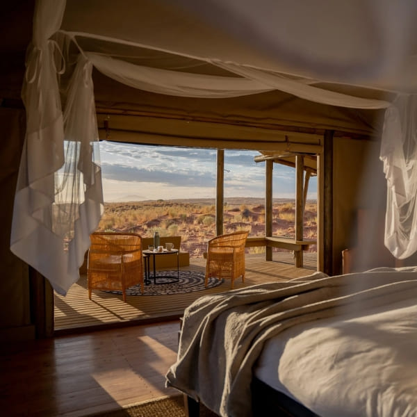 Wolwedans camp nestled amidst the dunes of the Namib Desert