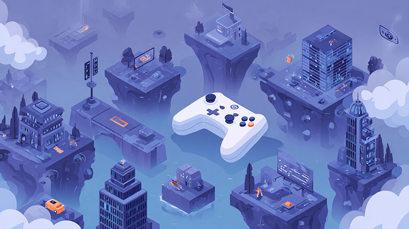 The Apple logo with a shadow cast behind it, revealing the faint outline of a mobile phone. A crack splits the surface of the apple, with a stylized game controller emerging from within. The shadow gives the impression of depth, while the crack and game controller symbolize the fracturing impact of Apple's policies on the gaming world.