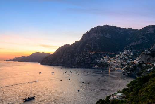 Houses clinging to the cliffs of the Amalfi Coast
