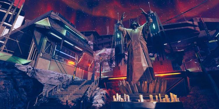 The box art or key visual for No Man's Sky's 'Origins' update, juxtaposed with the Starfield: Shattered Space official key art. The pairing should visually represent the potential for a similar revitalization for Starfield. Ensure the color palette complements each other and that both images are high resolution.