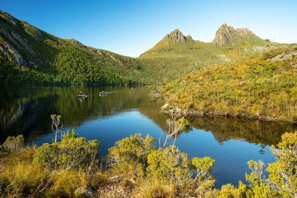 Cradle Mountain reflecting in Dove Lake