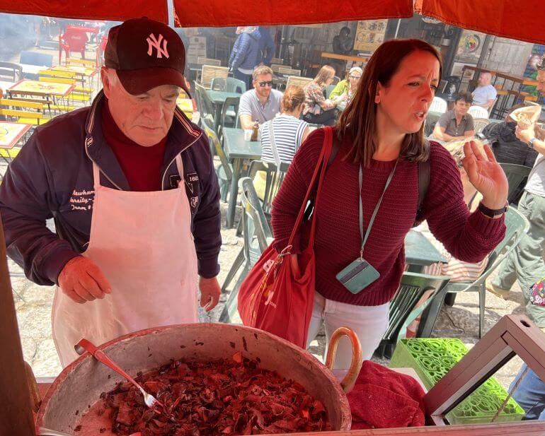 A picture of Pane con la Milza being prepared, showing the ingredients.