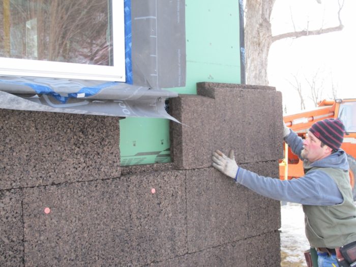 Cork being used as insulation