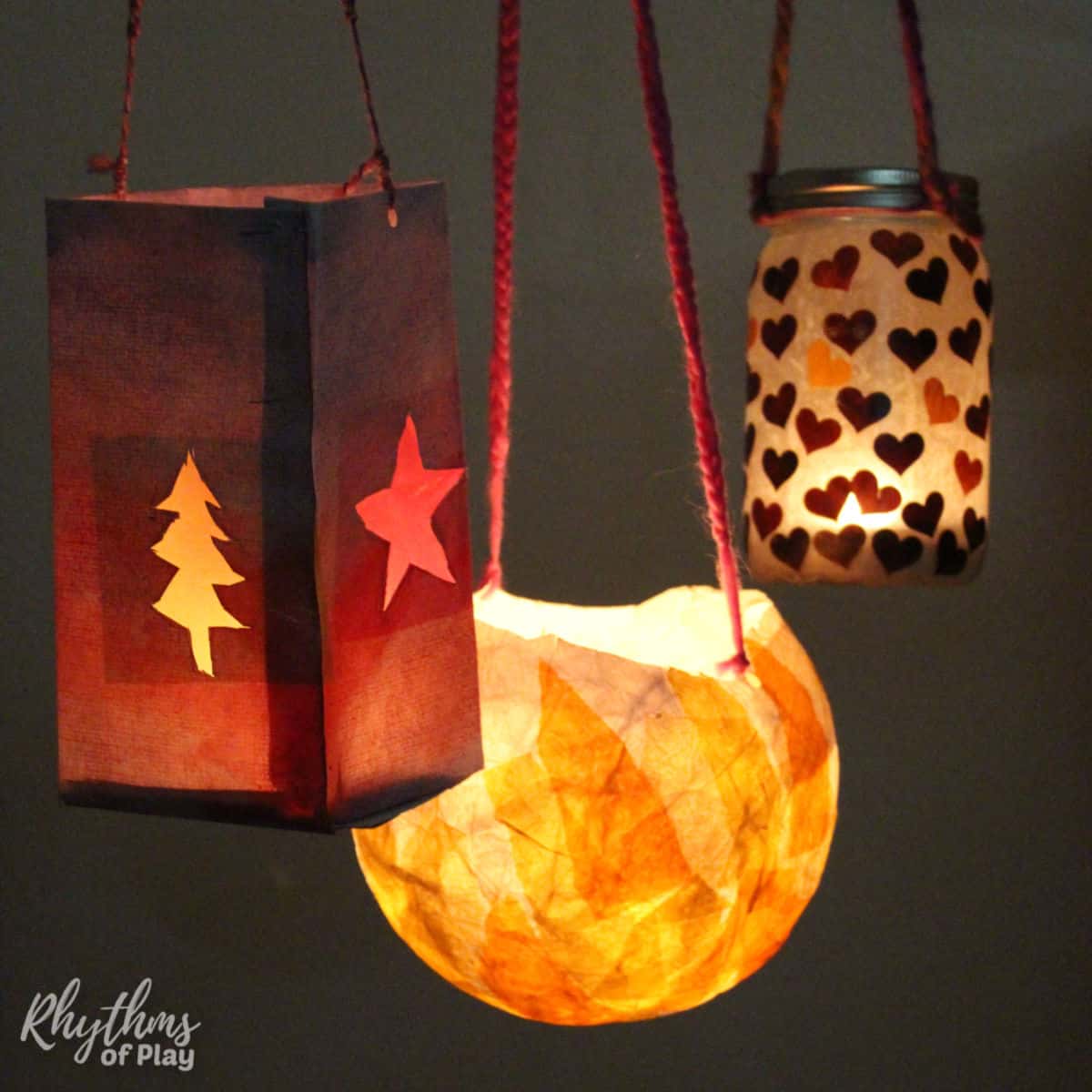 hands decorating paper bag natural materials