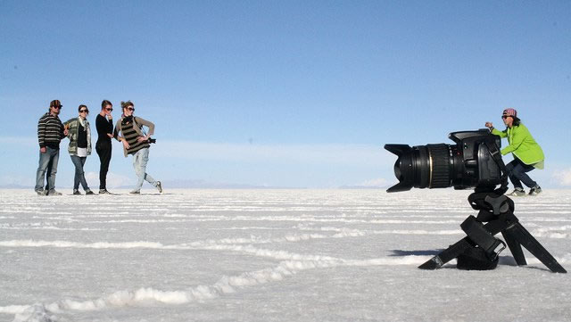 Perspective shot on the Salar de Uyuni