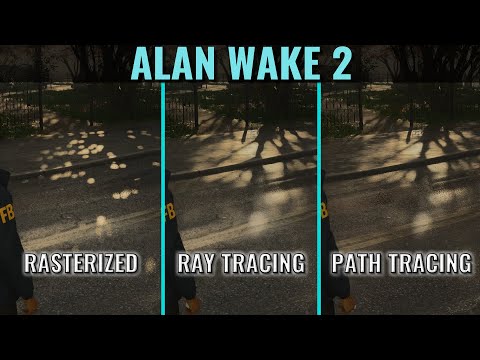 A scene demonstrating ray tracing and path tracing, highlighting the realistic lighting and shadows that contribute to the game's tense atmosphere