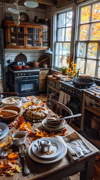 Image of a table set for an autumn feast