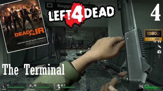 A Left 4 Dead 2 Hunter leaping through a window in the Terminal map, about to pounce on a survivor.