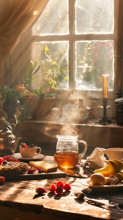 Mug of herbal tea with honey and lemon
