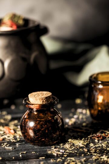 Woman with summer solstice anointing oil ritual