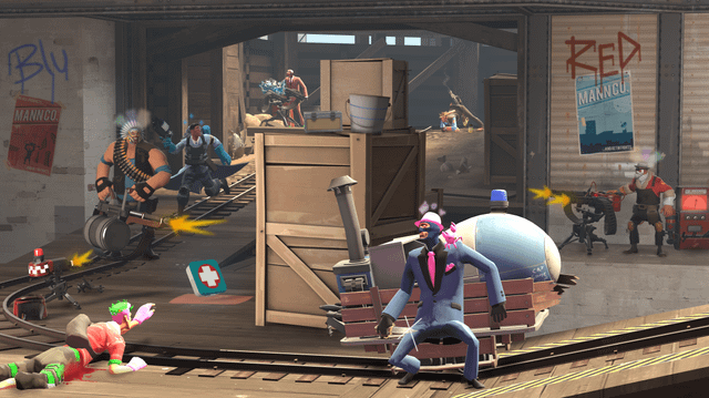 A group of Team Fortress 2 characters standing dejectedly in a dimly lit, empty arena, symbolizing the community's disappointment and uncertainty.
