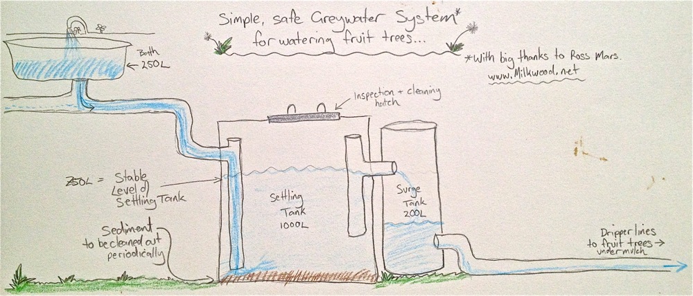 Homesteader connecting PVC pipes in a gray water system
