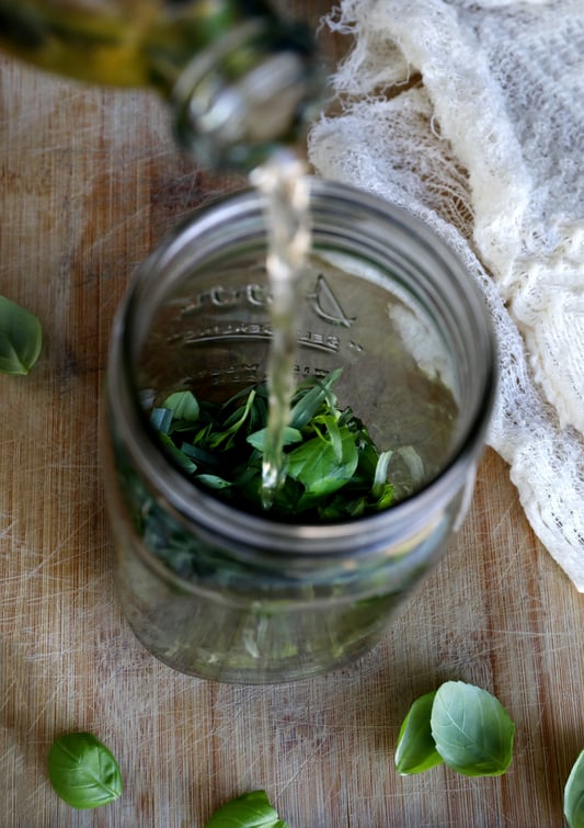Mason jars herbal infused vinegar labels
