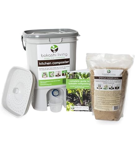 stacked bokashi composting buckets setup