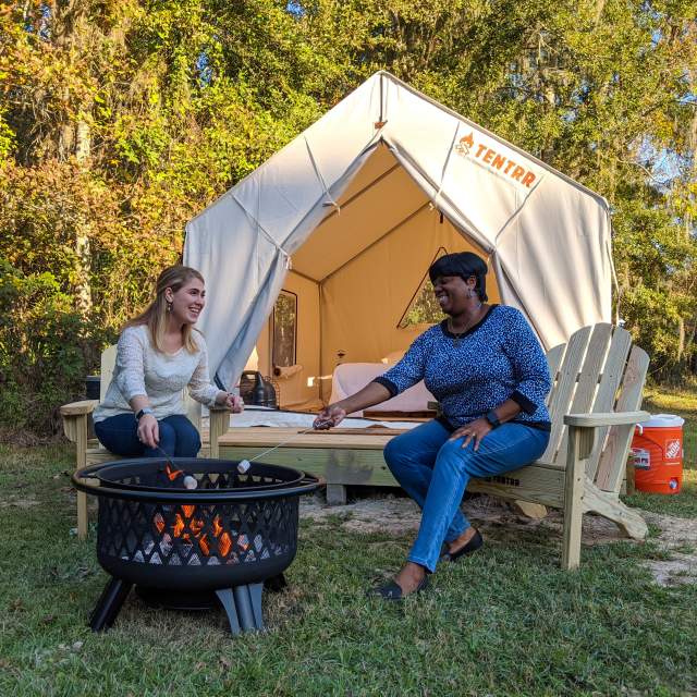Family around a campfire