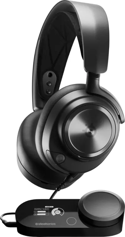 A comparison shot of the Arctis Nova Pro Wireless alongside other high-end gaming headsets, illustrating its positioning within the market.