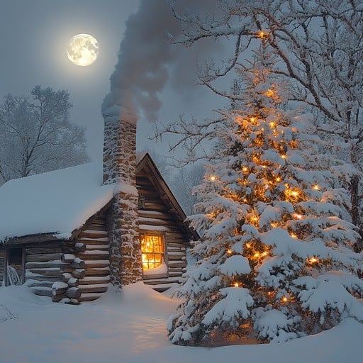 Another natural and festive Yule Log centerpiece with warm candlelight