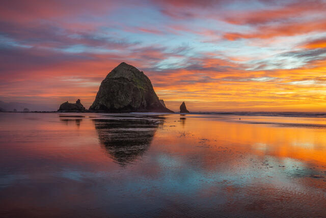 Haystack Rock at Sunset