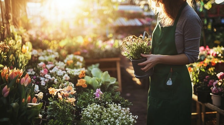 A gentle and educational close-up image depicting a gardener's hand (wearing gardening gloves) carefully watering strawberry plants with diluted organic fish emulsion using a classic watering can. The focus should be on the water droplets cascading onto the healthy strawberry foliage and the rich, dark color of the soil. Use soft, natural lighting to create a calming and nurturing atmosphere. Technical qualities: High-resolution, well-lit image with a focus on the details of the watering process. Style: Educational, demonstrating the proper application of fish emulsion and emphasizing the importance of organic gardening practices. The mood should be calm and reassuring.