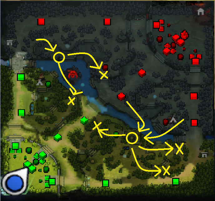 A Dota 2 hero is shown in mid-leap amidst an intense team fight with spell effects, with a focus on creating chaos and visual dynamism to exemplify the game's complexity.