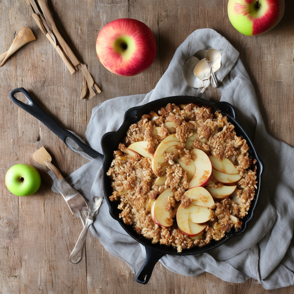 Rustic Skillet Apple Crisp with Maple Oat Toppi...