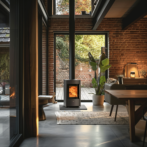 A rocket mass heater in action, providing warmth and comfort.