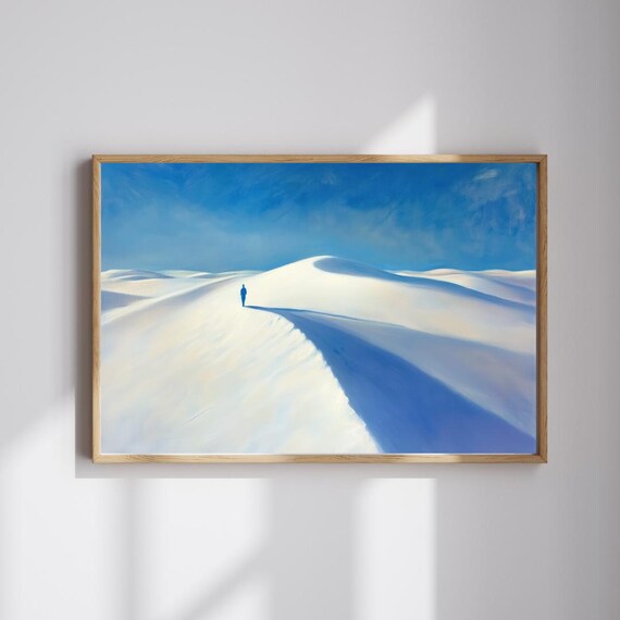 A lone figure meditating on top of a dune at sunset, capturing the serenity and vastness of the landscape