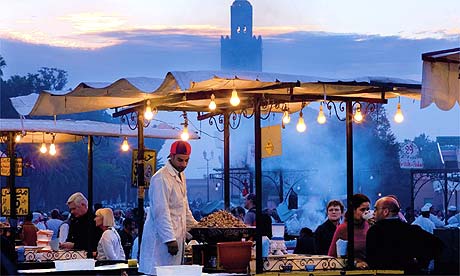 A Couple Enjoying Lamb Tagine at Riad Kniza