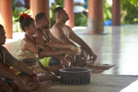 Participants in a traditional Ava ceremony