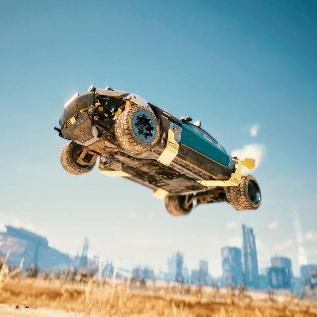 Screenshot: Wide shot of Grampleton Fields in the late afternoon sunlight. The player character is interacting with one of the new NPCs, Olivia, near her tea shop.