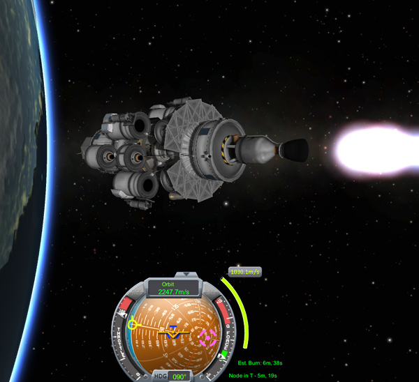 A diagram illustrating a Hohmann Transfer maneuver from Kerbin to Duna.