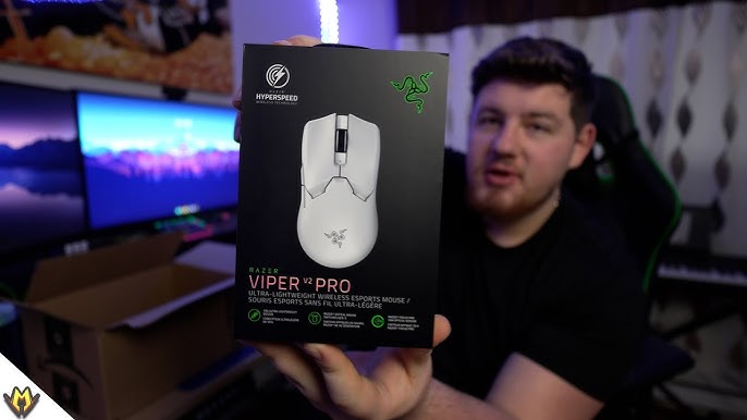 Side angle shot of the Razer Viper V2 Pro, showing its sleek design and the placement of buttons.