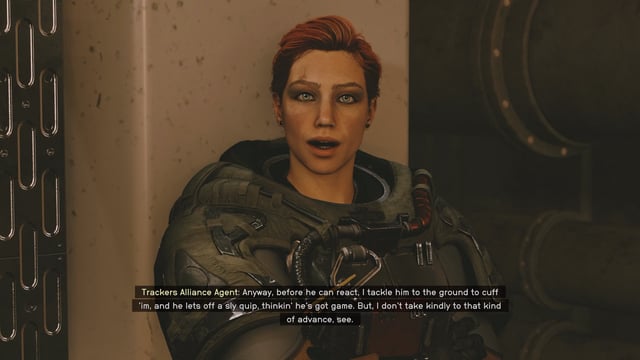 Close-up on a player character's face, conveying a sense of intensity and determination.