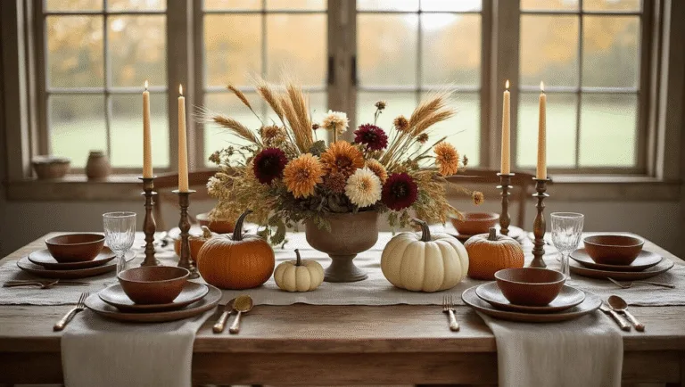 An autumn farmhouse centerpiece
