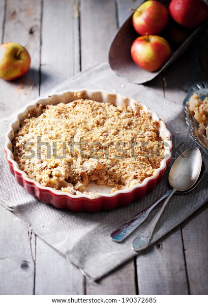 Gluten-free apple cranberry crumble with a crispy oat topping.