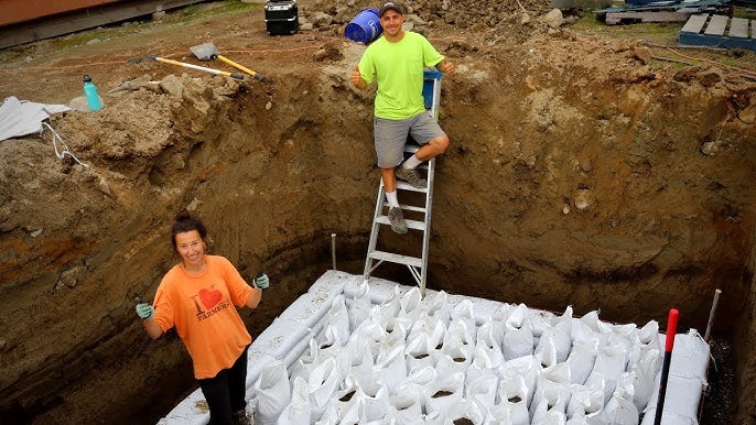 Image: Excavation in progress for building a root cellar.