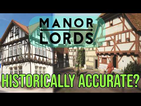 Detailed view of medieval buildings in Manor Lords, showcasing the authentic architectural design and construction techniques.