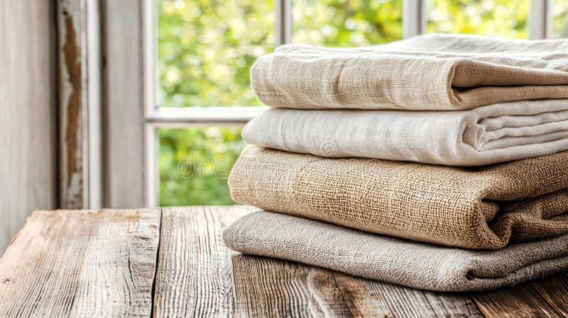 folded linen neatly natural fiber bags