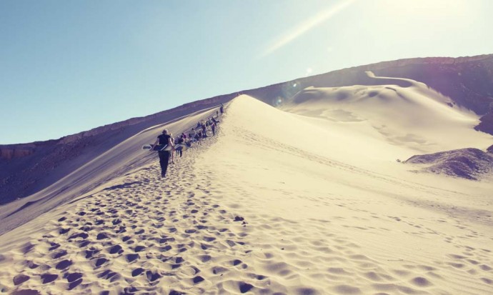 Sandboarding in Atacama Desert