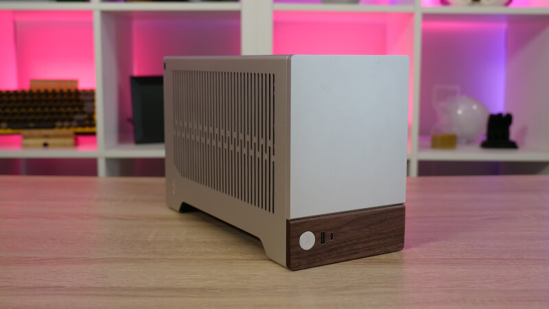 Close-up shot of the Noctua NH-L9a CPU cooler installed on the motherboard, emphasizing its low profile.