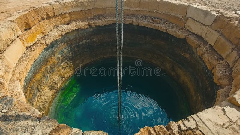 A close up of a groundwater well and water pump