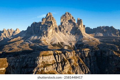 Aerial view of majestic sunrise over mountains