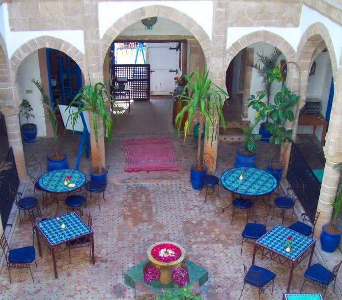 Bold colors and vibrant art at El Fenn Riad in Marrakech.